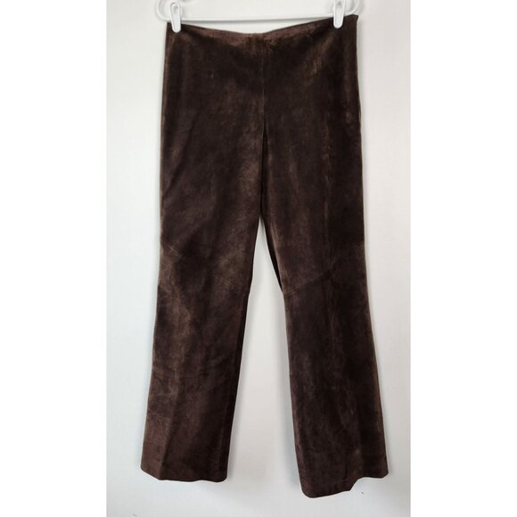 Ann Taylor Loft Brown Suede Straight Leg Pants, Size 8, Lined, Mobwife, Academia - Picture 1 of 7